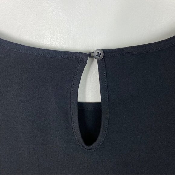 NEW Donna Morgan Black Midi Dress Short Sleeves Size 14 Pleated Skirt Minimalist - Picture 5 of 11